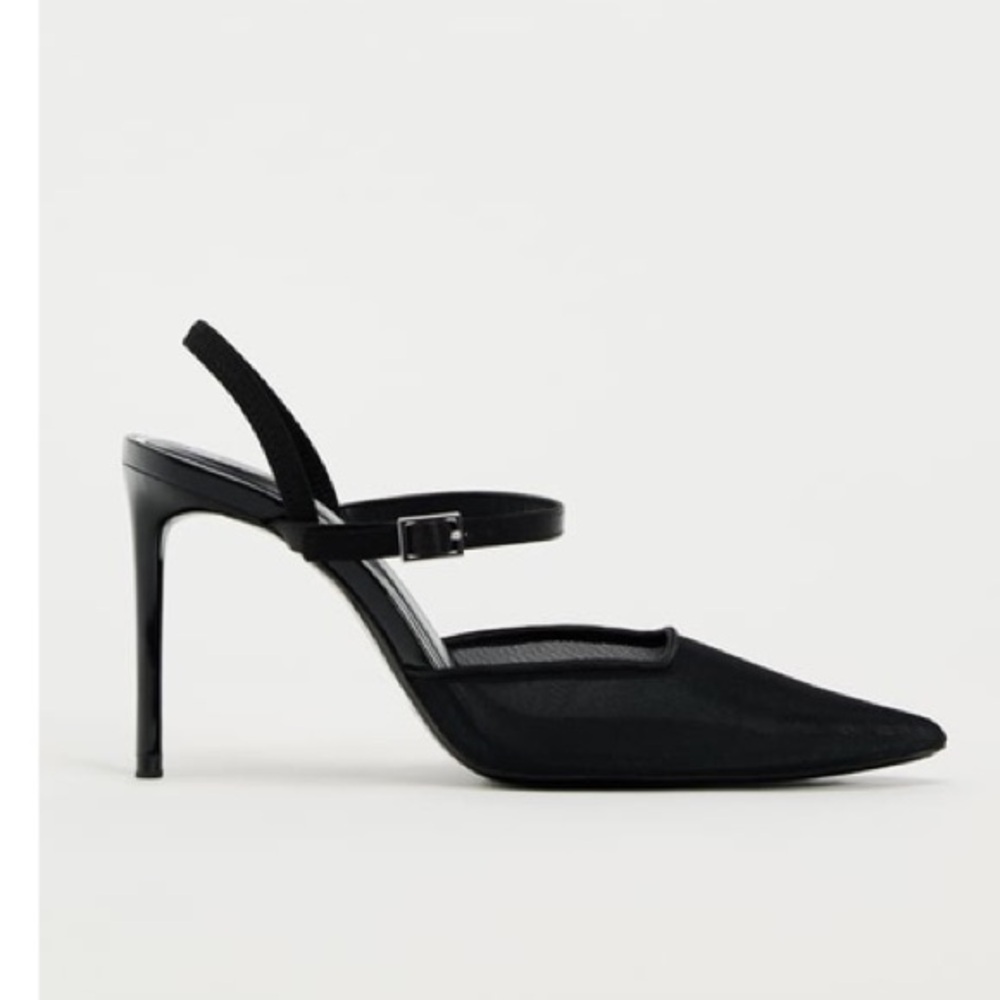 Zara Black Slingback Heels